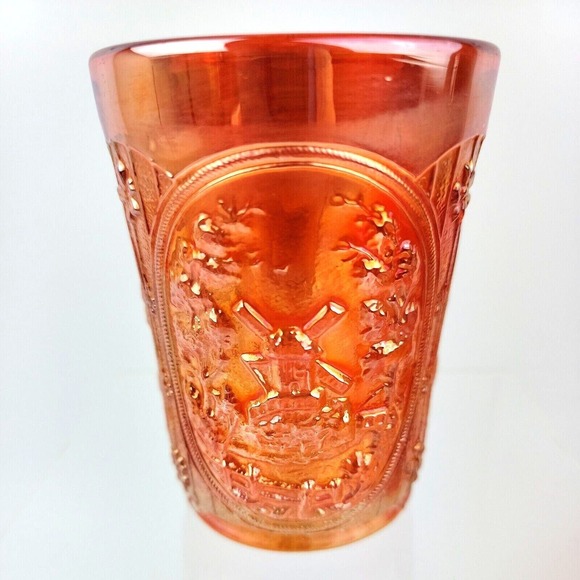 Vintage Imperial Windmill Marigold Carnival Glass 4in Tumbler Set of 5 w issues - Picture 6 of 12